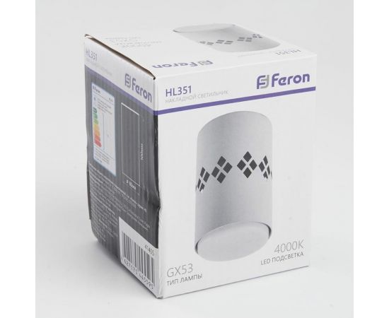 Светильник для натяжных потолков Feron HL351 12W, 230V, GX53 и подсветка 1W, 4000K, белый, 41455 – изображение 4
