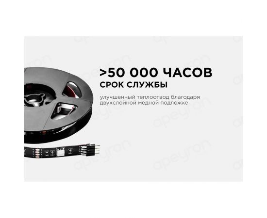 ТВ-подсветка Apeyron, комплект светодиодной ленты 5В, 14,4 Вт/м, RGB 10-69 – изображение 4