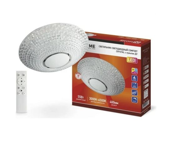Светодиодный светильник IN HOME COMFORT CRYSTAL 55Вт 230В 3000-6500K 4400Лм 400x100мм пульт ДУ 4690612034898 