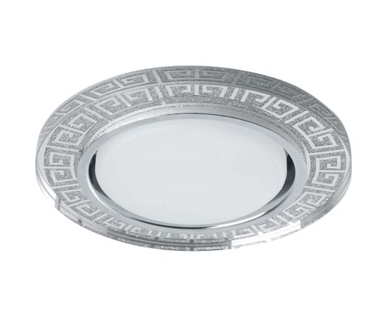 Встраиваемый светильник для натяжных потолков с белой LED подсветкой Feron CD4981 GX53, прозрачный, серебро, 41906 