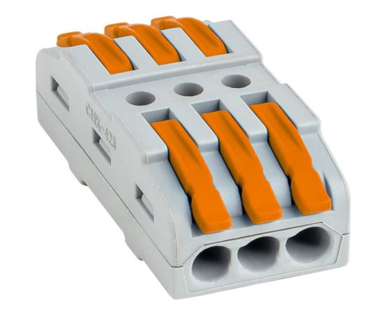 Строительно-монтажная клемма EKF PROxima СМК 222-423, проходная, 3 полюса, 0,08-4мм2, 25 штук, plc-smk-423 