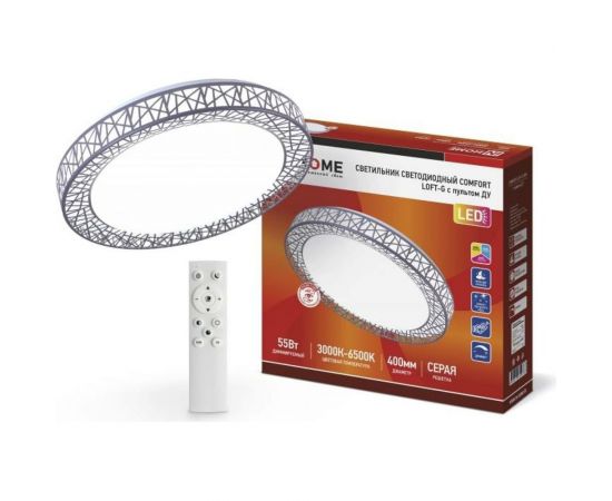Светодиодный светильник IN HOME COMFORT Loft-G 55Вт 230В 3000-6500K 4400Лм 400x100мм пульт ДУ 4690612035093 