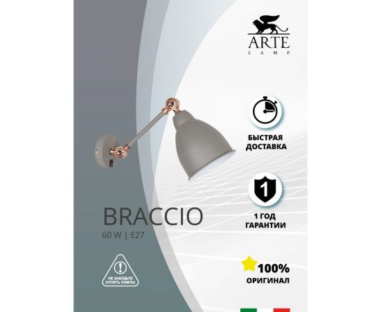 Настенный светильник Arte Lamp A2054AP-1GY – изображение 2