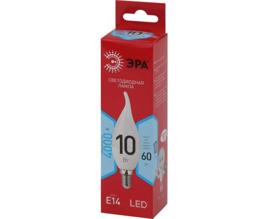 Светодиодная лампа ЭРА LED BXS-10W-840-E14 R диод, свеча на ветру, 10Вт, нейтральный свет, E14 10/100/2800 Б0051849 – изображение 3