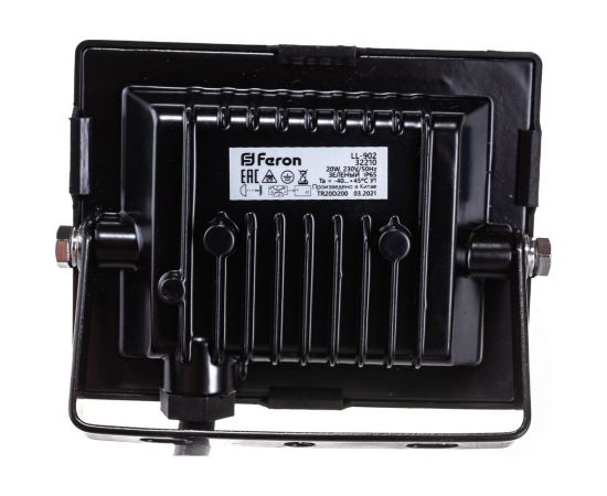Светодиодный прожектор FERON LL-902 2835 SMD 20W зеленый AC220V/50Hz IP65, черный в компактном корпусе ,130*87*35 мм 32210 – изображение 4