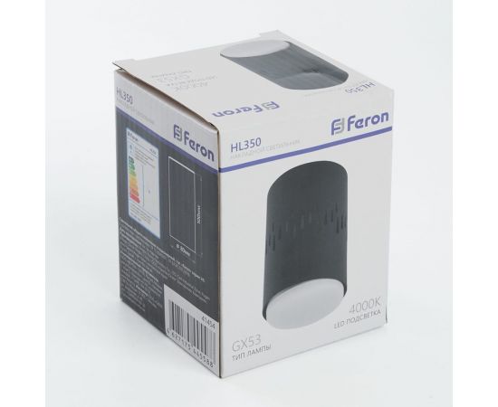 Светильник д��я натяжных потолков Feron HL350 12W, 230V, GX53 и подсветка 1W, 4000K, черный, 41454 – изображение 6