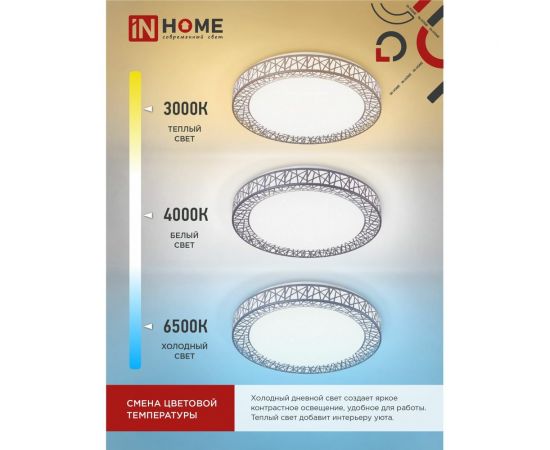 Светодиодный светильник IN HOME COMFORT Loft-G 55Вт 230В 3000-6500K 4400Лм 400x100мм пульт ДУ 4690612035093 – изображение 6