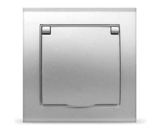 Розетка одноместная с крышкой UNIVersal Бриллиант с/з, с/у, 16А, 220В, серебро еврослот 7949896 