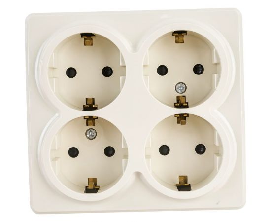 Розетка ЭРА 11-2211-02 4х2P E Schuko со шторками, 16A-250В, IP20, ОУ, Эксперт, сл.кость Б0020710 