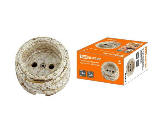 Розетка TDM фарфоровая 2П 10А 250В мраморная «Болонь» SQ1820-0006 