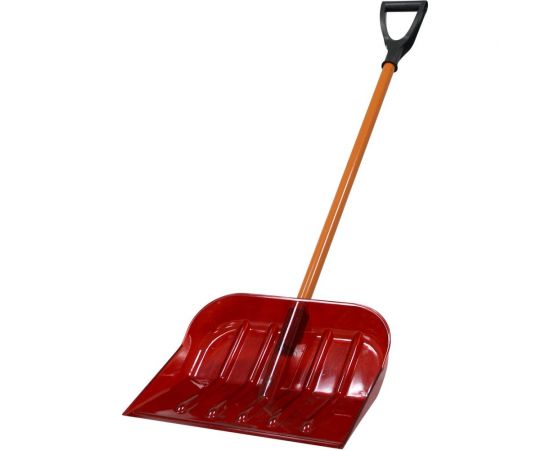 Снеговая лопата из поликарбоната CARBOLUX ПК-1 красная с алюминиевым черенком и ручкой 11210 