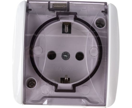Розетка TDM 2П+3 открытой установки IP54 16А с прозрачной крышкой белая "Селигер" SQ1818-0007 