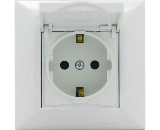 Одинарная розетка Vesta Electric Roma с заземлением с крышкой FRZ00010103BEL 