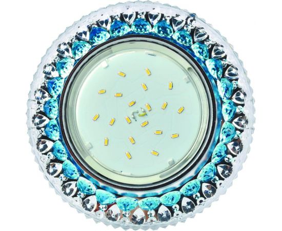 Встраиваемый светильник Ecola GX53 H4 LD7009 подсветка, кристалл, прозрачный - голубой, хром 40x125 FB53CCEFB 