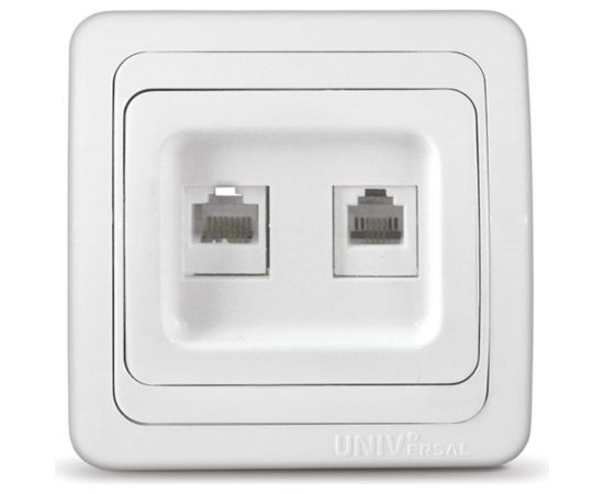 Комбинированная розетка UNIVersal Валери компьютерная+TF белая В0135 