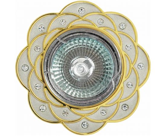 Встраиваемый светильник De Fran MR16 перламутровое серебро+золото со стразами, FT 193 PSG 