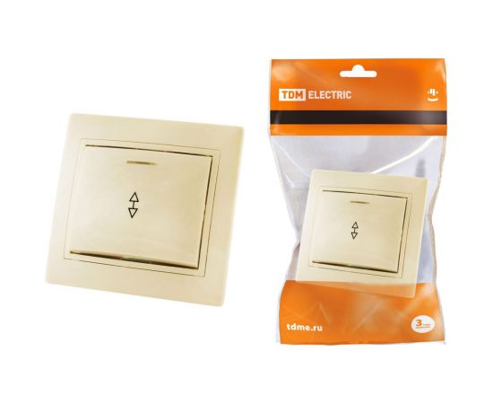 Проходной выключатель TDM Таймыр слоновая кость одноклавишный с подсветкой SQ1814-0108 