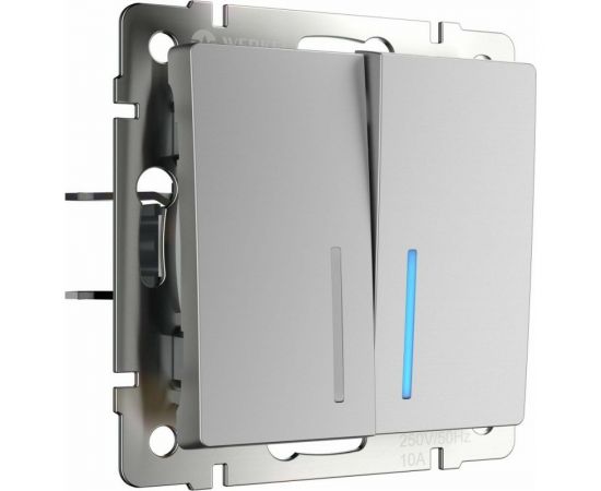 Выключатель WERKEL W1120106 двухклавишный с подсветкой серебряный a051506 