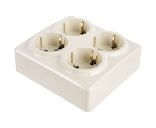 Розетка ЭРА 11-2211-02 4х2P E Schuko со шторками, 16A-250В, IP20, ОУ, Эксперт, сл.кость Б0020710 – изображение 2