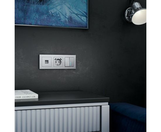 Выключатель WERKEL W1120106 двухклавишный с подсветкой серебряный a051506 – изображение 2