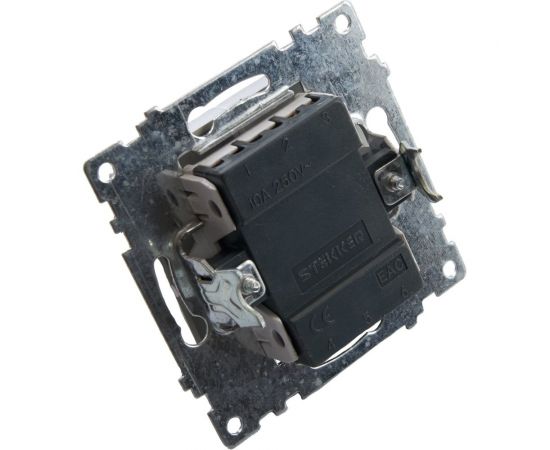 1-клавишный выключатель STEKKER с индикатором (механизм) GLS10-7101-02, 250В, 10А, серия Катрин, шампань 39591 – изображение 2