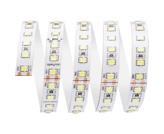 Светодиодная лента Apeyron 24В, 14,4Вт/м, smd5050, 60д/м, IP20, 800Лм/м, подложка 10мм, 5м, теплый белый 00-338 – изображение 3