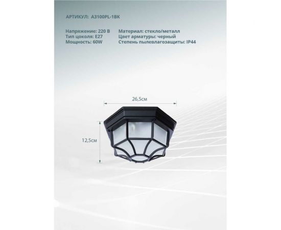 Потолочный светильник Arte Lamp A3100PL-1BK – изображение 3