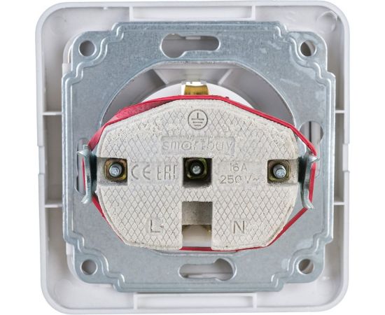 Розетка Smartbuy 1-местная с заземлением 16А серебро Марс SBE-02s-16-S1-Z-c – изображение 3
