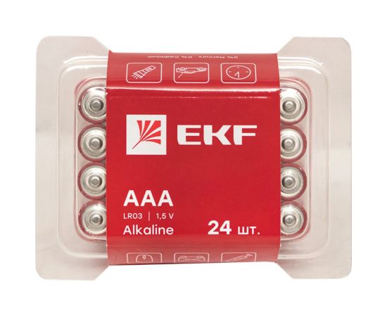 Алкалиновая батарейка EKF типа ААА(LR03) пластиковый бокс 24шт. LR03-BOX24 – изображение 3