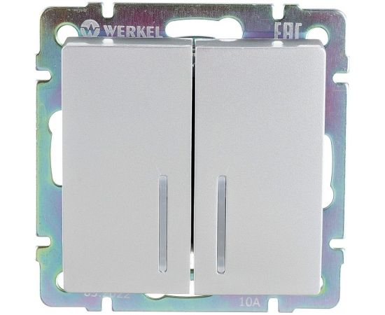 Выключатель WERKEL W1120106 двухклавишный с подсветкой серебряный a051506 – изображение 3