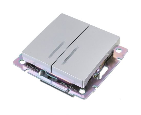 Выключатель WERKEL W1120106 двухклавишный с подсветкой серебряный a051506 – изображение 4