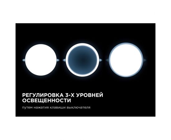 Светодиодная встраиваемая безрамочная панель Apeyron flp, 32вт=24вт+8вт, 2720лм, 6500к, ip20, ф225x21мм, круг, 3 режима, регулировка ф55-205мм/ 06-111 – изображение 4