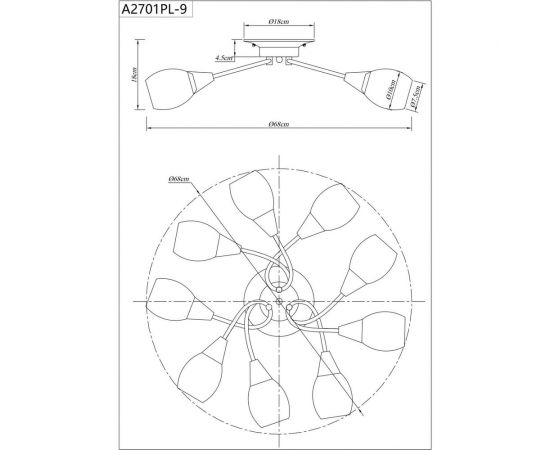 Потолочная люстра Arte Lamp PENNY A2701PL-9WG – изображение 4