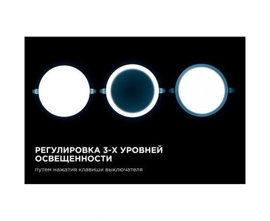 Светодиодная встраиваемая безрамочная панель Apeyron flp, 24вт=18вт+6вт, 2040лм, 6500к, ip20, ф170x21мм, круг, 3 режима, регулировка ф55-155мм/ 06-109 – изображение 4