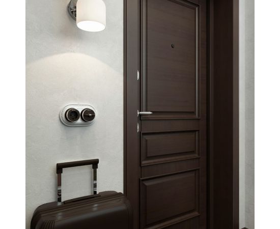 Розетка с заземлением WERKEL W5871052/ Vintage (мокко матовый/хром) a055927 – изображение 4