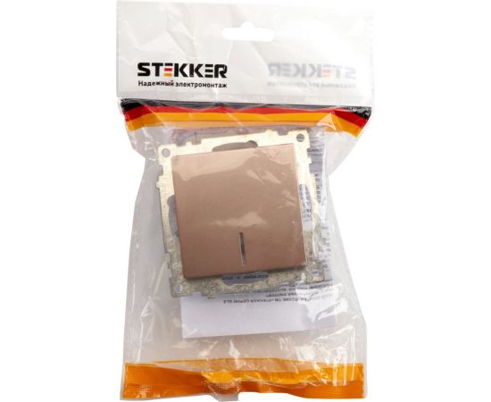 1-клавишный выключатель STEKKER с индикатором (механизм) GLS10-7101-02, 250В, 10А, серия Катрин, шампань 39591 – изображение 5