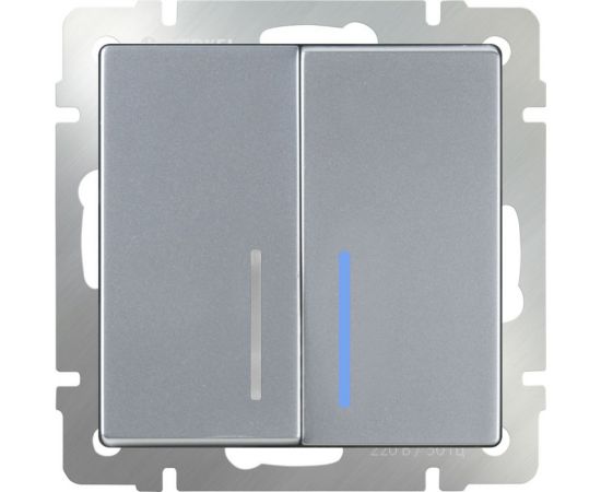 Выключатель WERKEL W1120106 двухклавишный с подсветкой серебряный a051506 – изображение 6