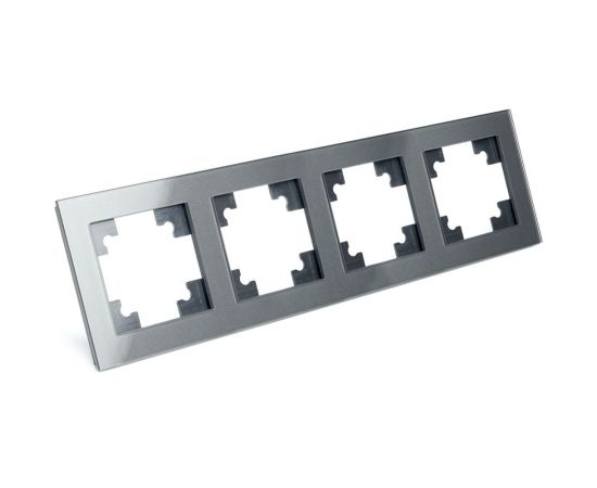 Горизонтальная 4-местная рамка STEKKER серия Катрин, стеклянная, GFR00-7004-06, графит 39542 