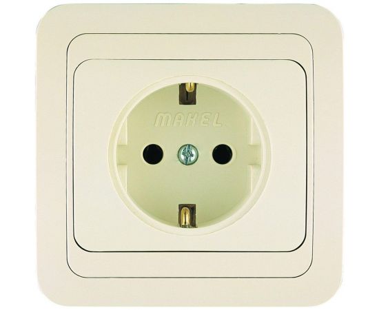 Розетка с заземлением, кремовая Makel Mimoza 25028 