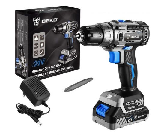 Аккумуляторная бесщеточная дрель-шуруповерт DEKO Sharker 20V 063-4037 