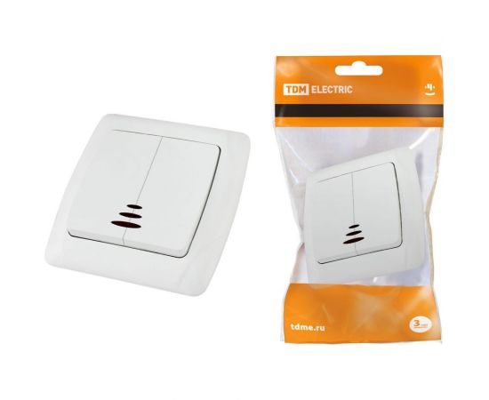Двухклавишный выключатель TDM с подсветкой, белый Онега SQ1805-0005 