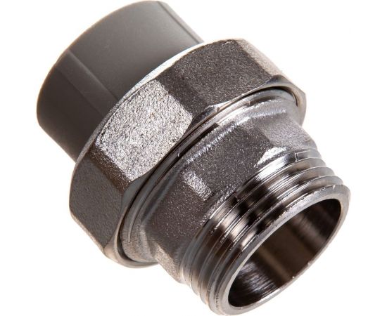 Муфта комбинированная разъемная с наружной резьбой VALFEX PP-R серая, 25 мм х1"" 10156225Г 127-0346 