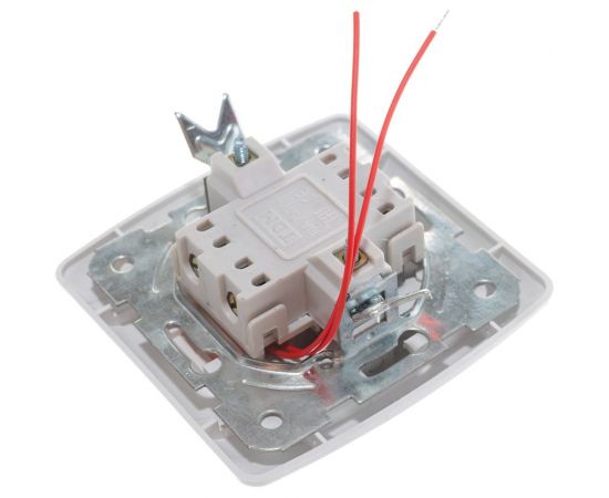 Двухклавишный выключатель TDM с подсветкой, белый Онега SQ1805-0005 – изображение 2