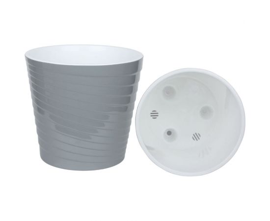 Пластиковый горшок liveingreen Эйс серый муссон, 2.7 л, диам. 17 см, с вкладкой ЭС17-70 – изображение 2