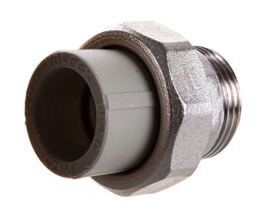 Муфта комбинированная разъемная с наружной резьбой VALFEX PP-R серая, 25 мм х1"" 10156225Г 127-0346 – изображение 3