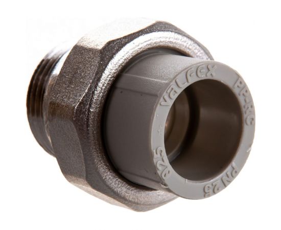 Муфта комбинированная разъемная с наружной резьбой VALFEX PP-R серая, 25 мм х1"" 10156225Г 127-0346 – изображение 2