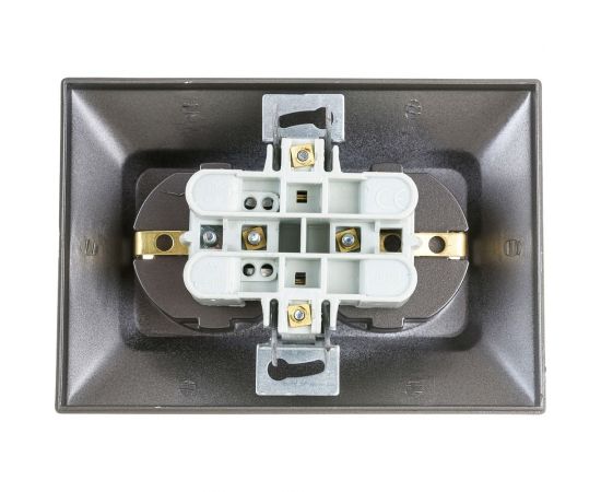 Розетка NE-AD 2-гнезда с заземлением, 16А, 250В, Aras, Графит, 93-121-85 – изображение 3