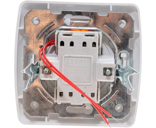 Двухклавишный выключатель TDM с подсветкой, белый Онега SQ1805-0005 – изображение 4