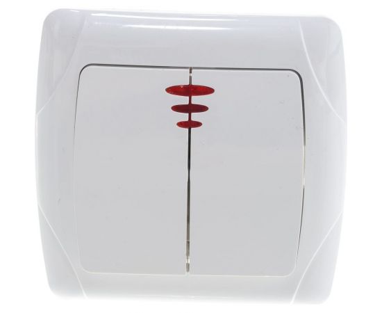 Двухклавишный выключатель TDM с подсветкой, белый Онега SQ1805-0005 – изображение 5