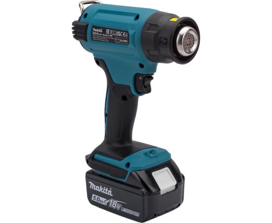 Аккумуляторный тепловой пистолет (фен) Makita LXT 18В, 550 град, кейс MakPac,насадки, 5.0 Ач х 1, з/у DHG180RT1J – изображение 5